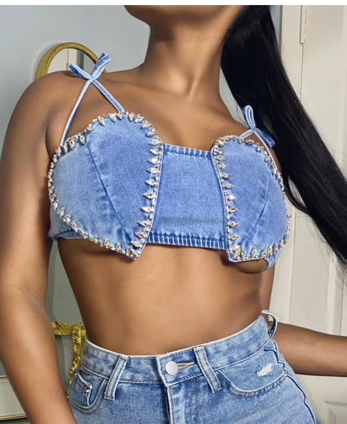 Denim Bling Top